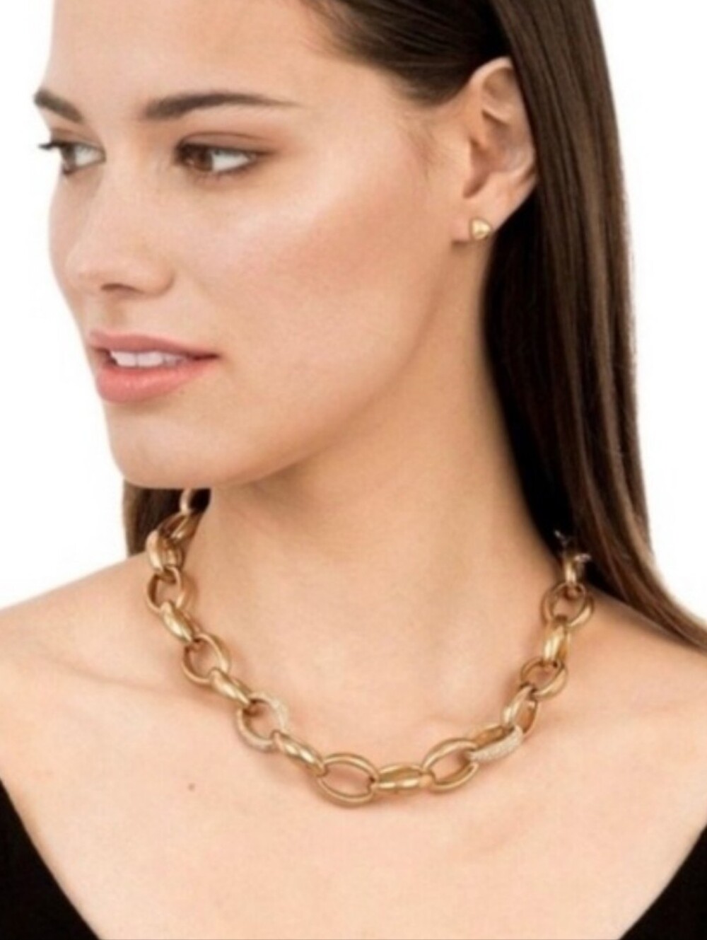 Stella and Dot Pave Gold Chain Link Necklace
